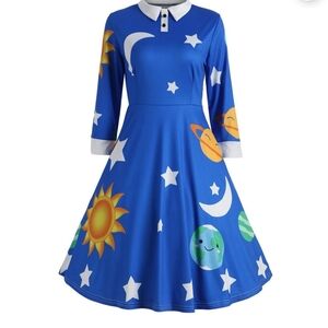 Women's Blue Celestial Midi Dress